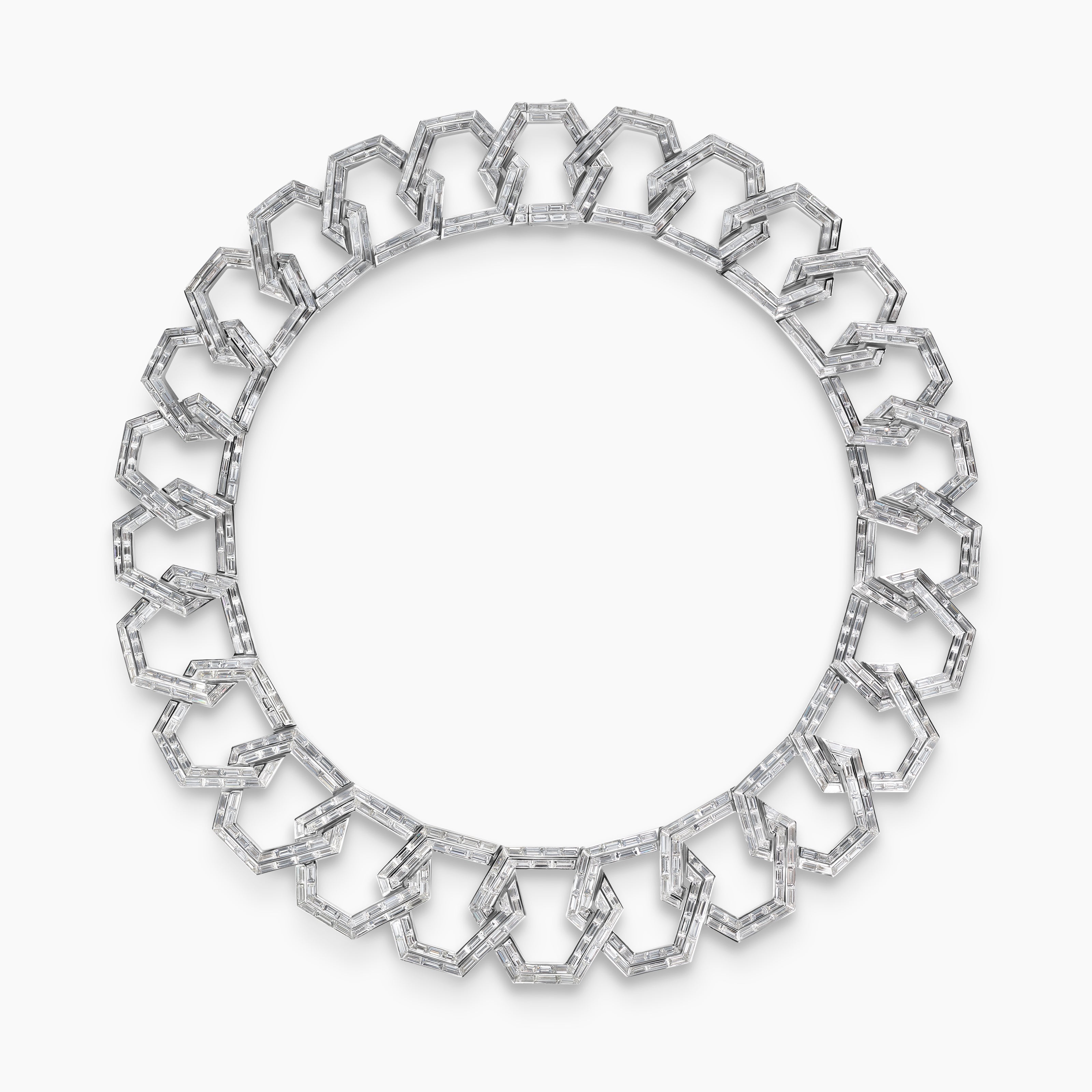 Womens Carlyle Statement Necklace in White Gold with Diamonds