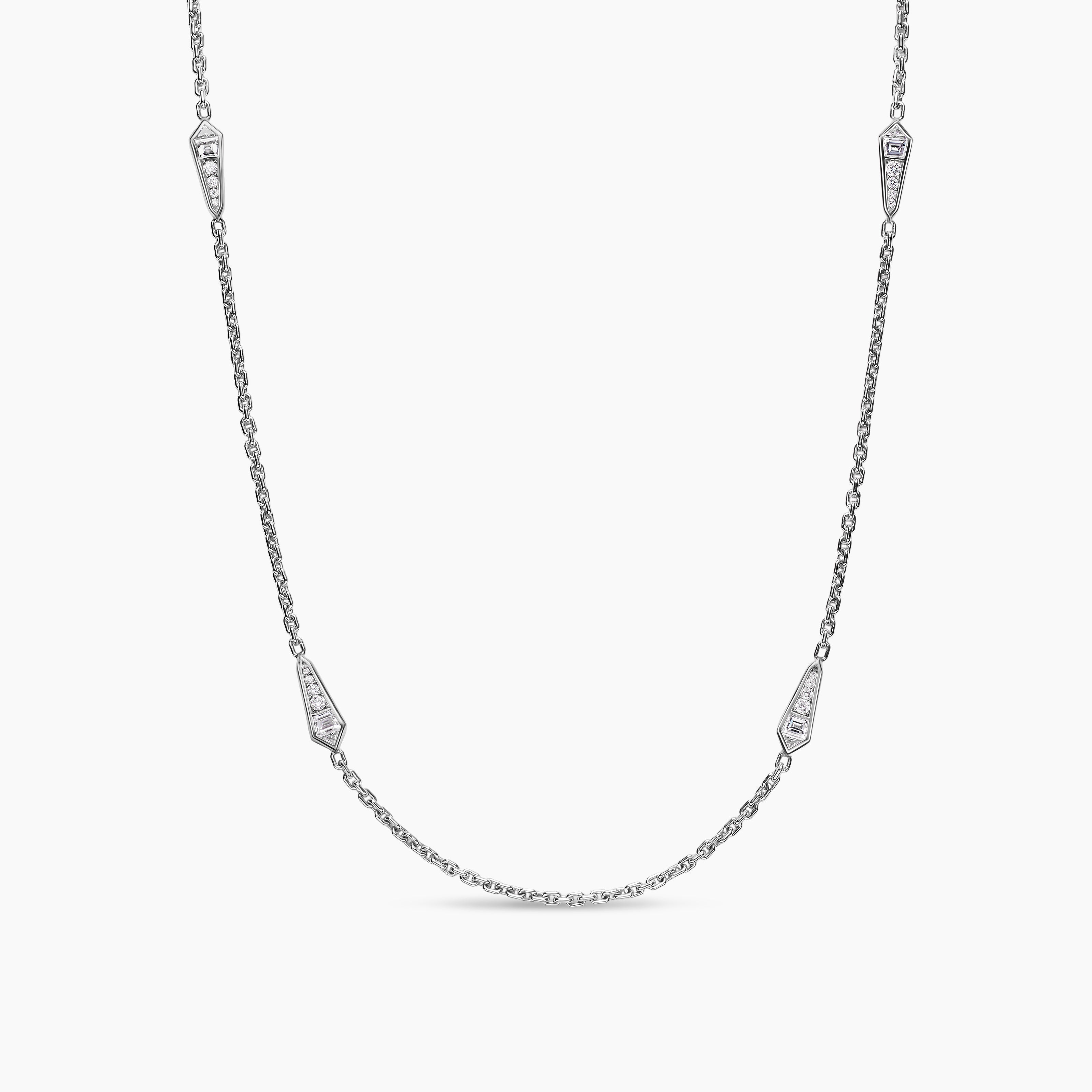Womens Liberty Chain Necklace in White Gold with Diamonds