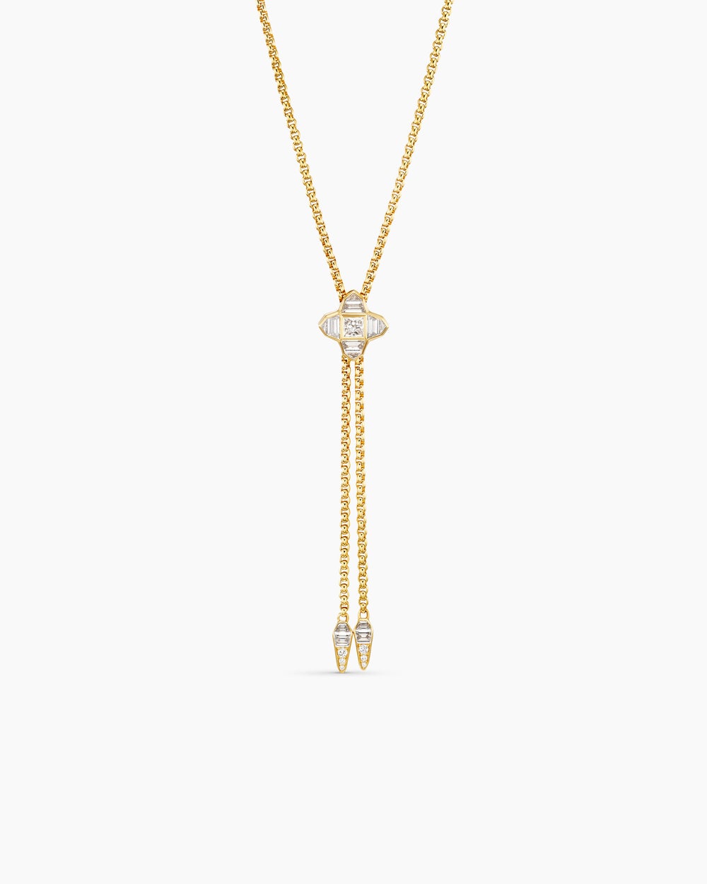Womens Pavé Chain Diamond Slider Necklace in Yellow Gold