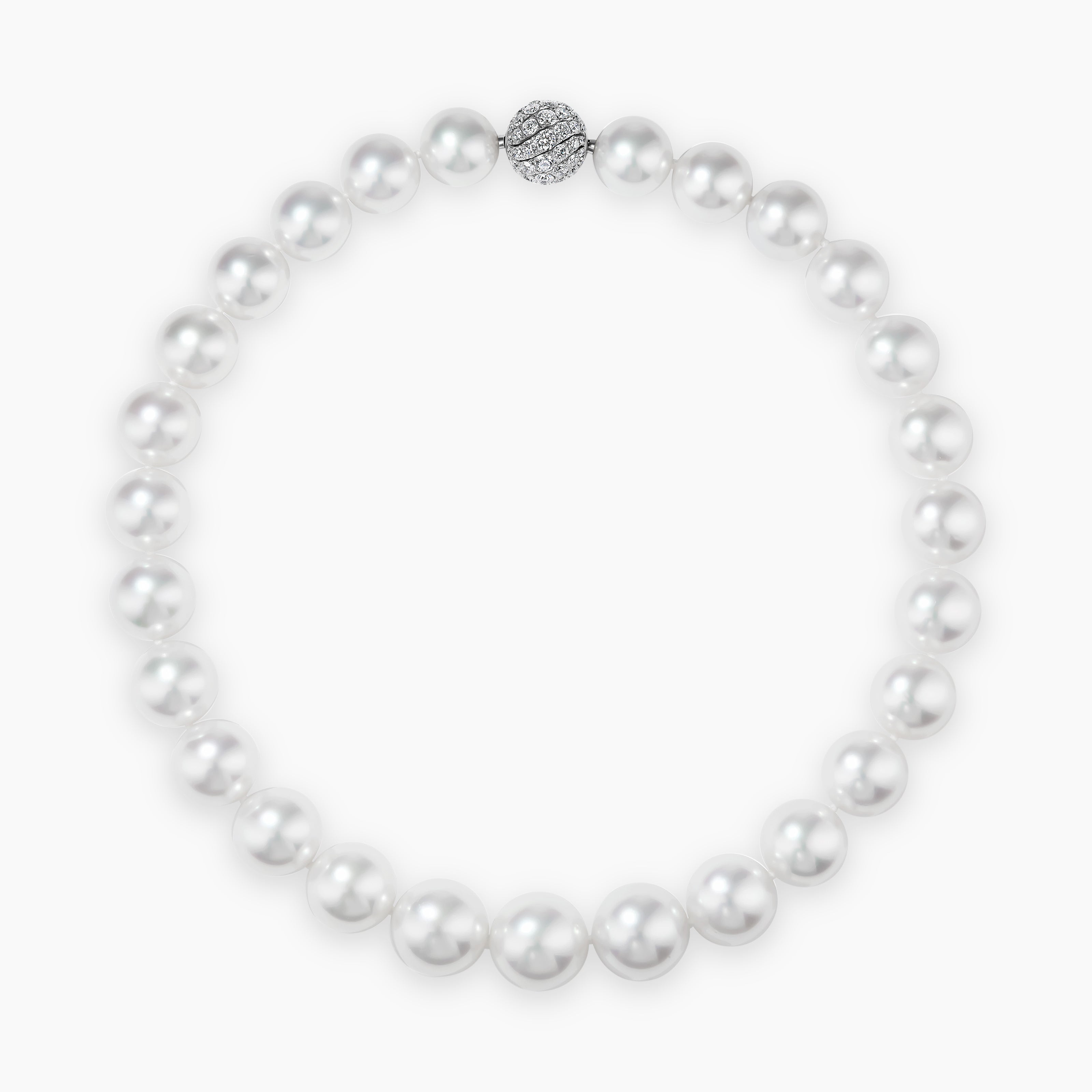 Collier &agrave; perle blanche des mers du sud Floating Diamonds en or blanc femmes 