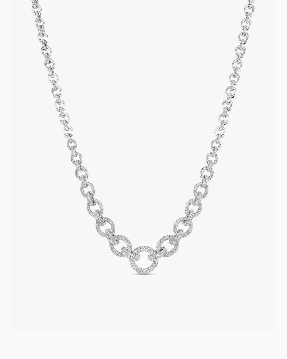 Collier pavé chaîne en or blanc avec diamants femme