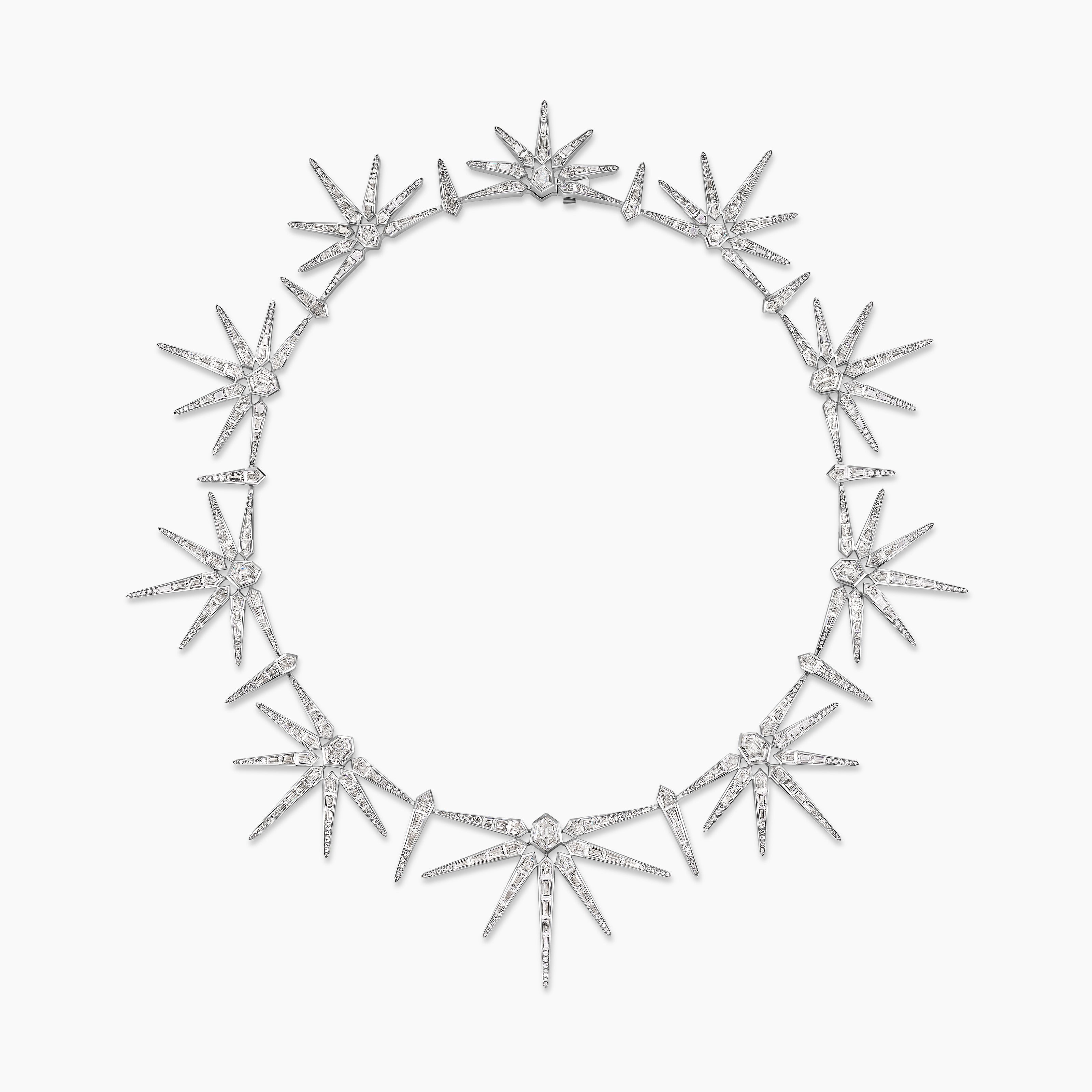 Womens Liberty Statement Necklace in White Gold with Diamonds