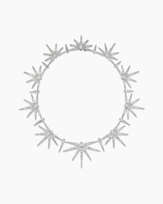 Liberty Statement Necklace in White Gold with Diamonds