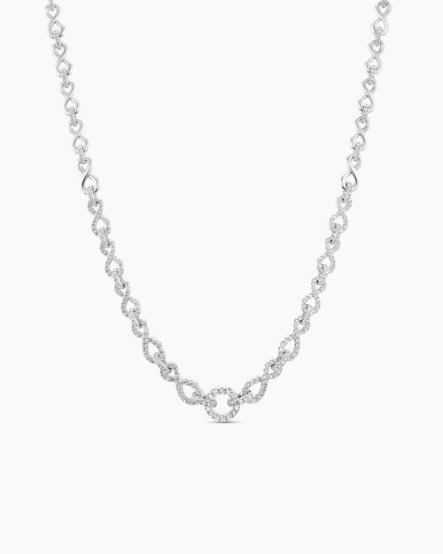 Womens Pavé Continuance Chain Necklace in White Gold with Diamonds