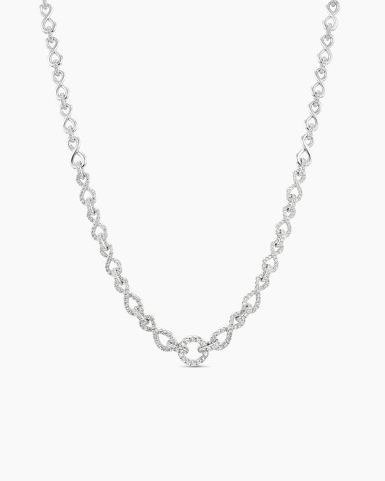 Pavé Continuance Chain Necklace in White Gold with Diamonds