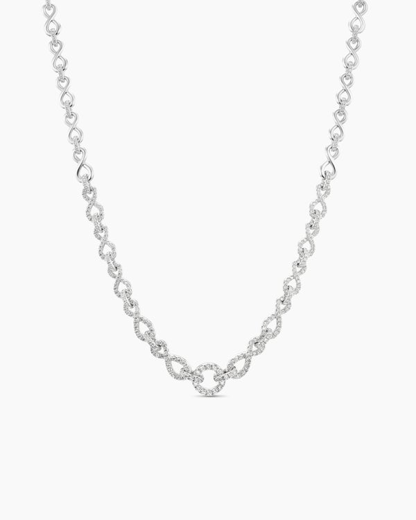 Pavé Continuance Chain Necklace in White Gold with Diamonds