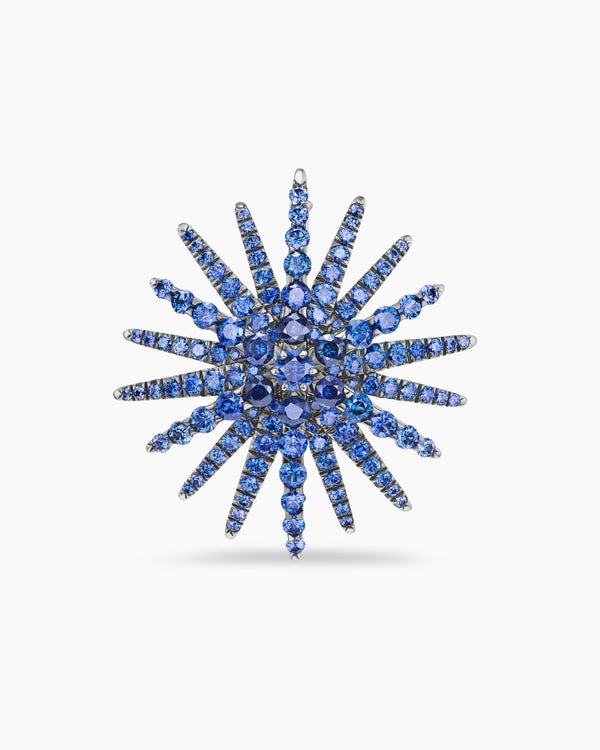 Starburst Pin in White Gold with Blue Sapphires