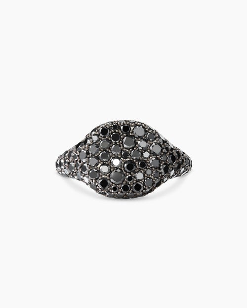 Womens Pavé Pinky Ring in White Gold with Black Diamonds