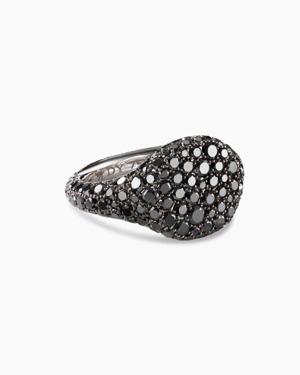 Pavé Pinky Ring in White Gold with Black Diamonds