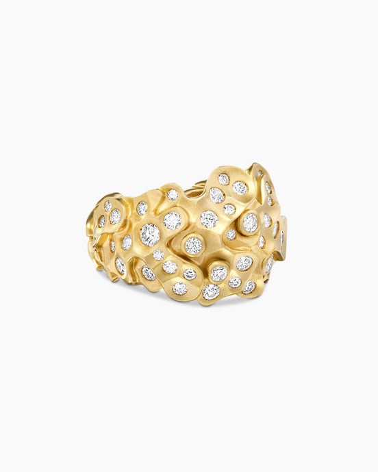 Petals Dome Ring in Yellow Gold with Diamonds