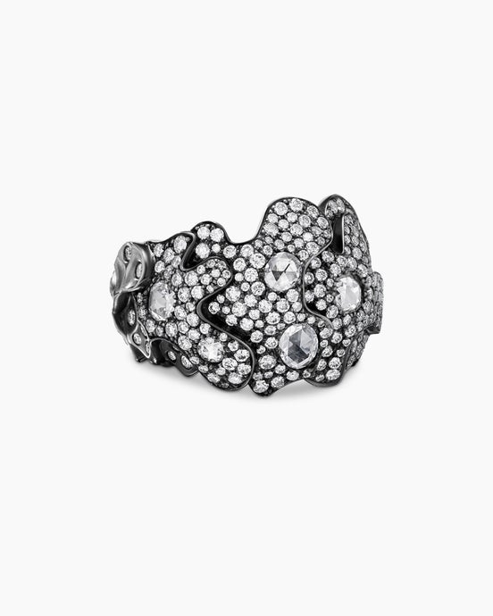 Petals Band Ring in White Gold with Rhodiated Black and Diamonds