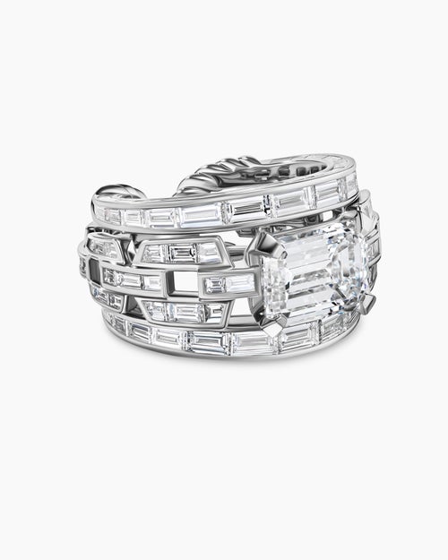 Womens Stax Statement Ring in White Gold with Diamonds