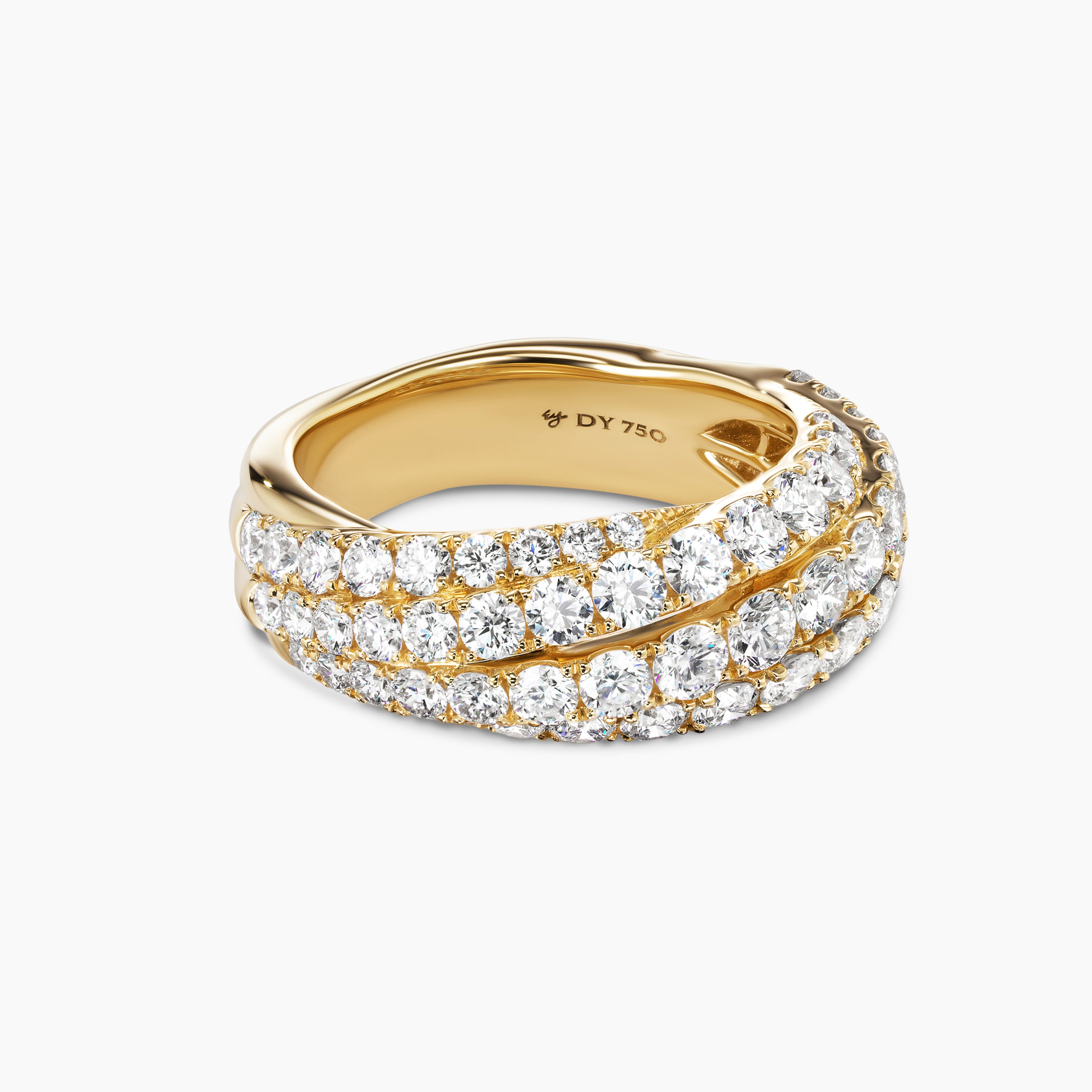 Womens Floating Diamonds Ring in Yellow Gold