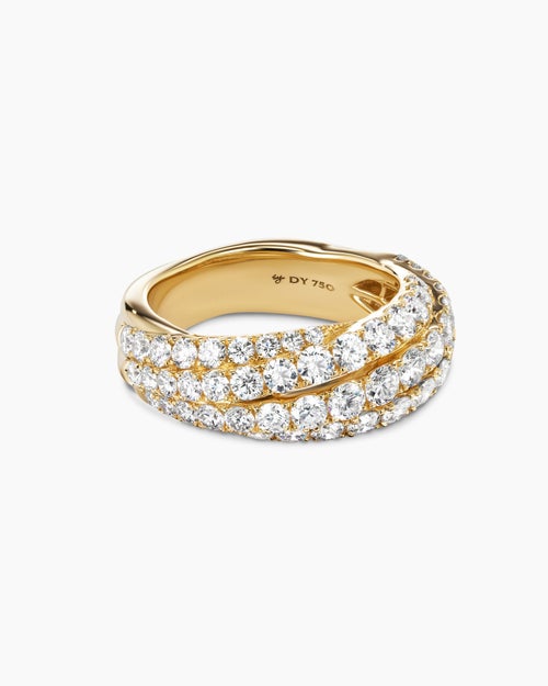 Womens Floating Diamonds Ring in Yellow Gold