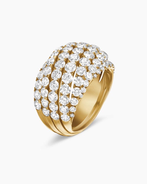 Womens Floating Diamonds Ring in Yellow Gold