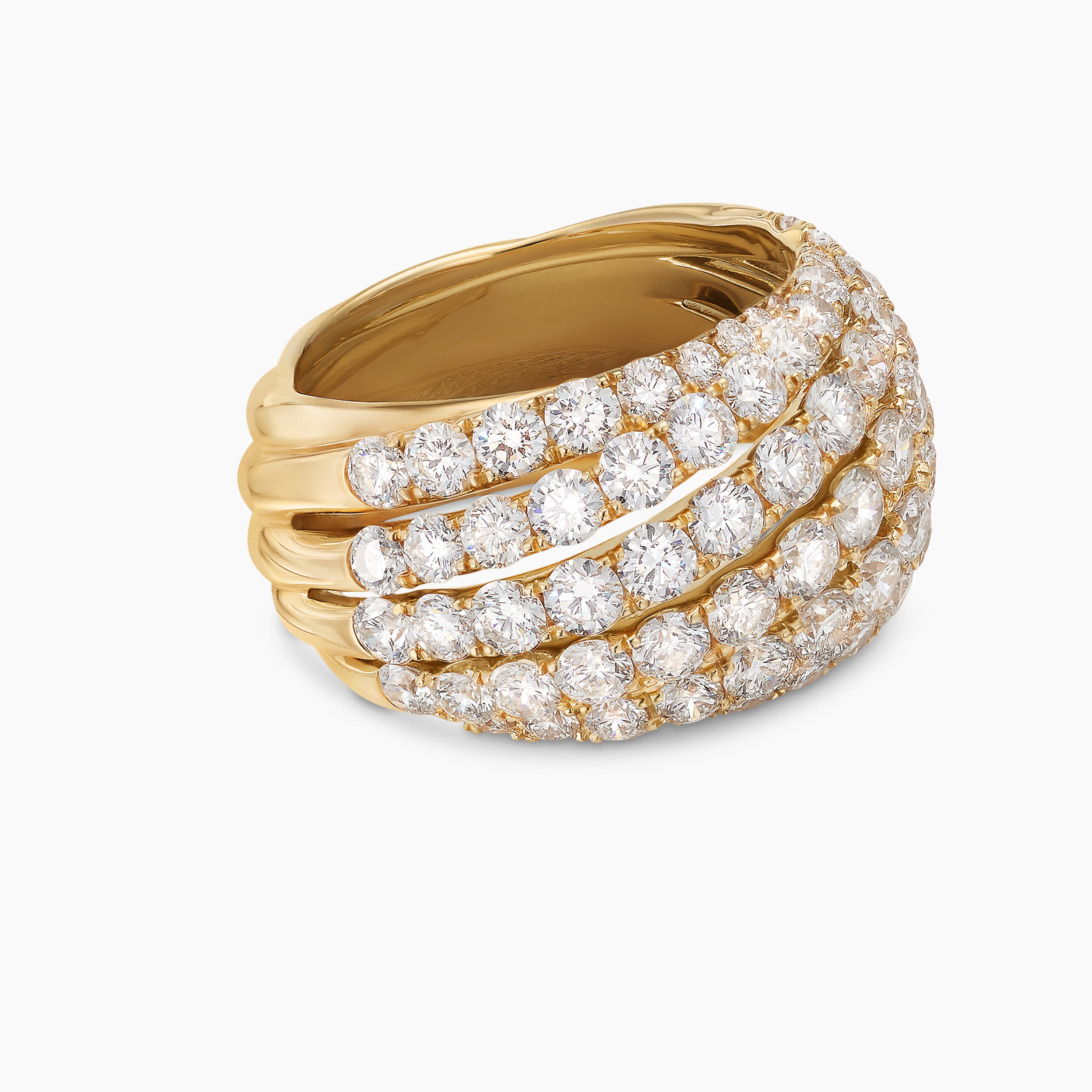 Womens Floating Diamonds Ring in Yellow Gold