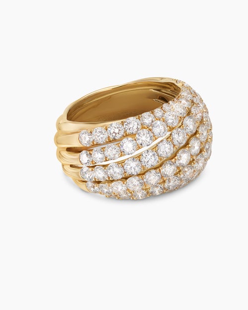 Womens Floating Diamonds Ring in Yellow Gold