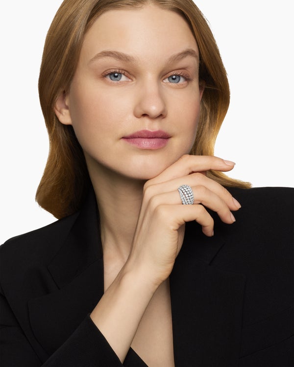 Floating Diamonds Ring in White Gold