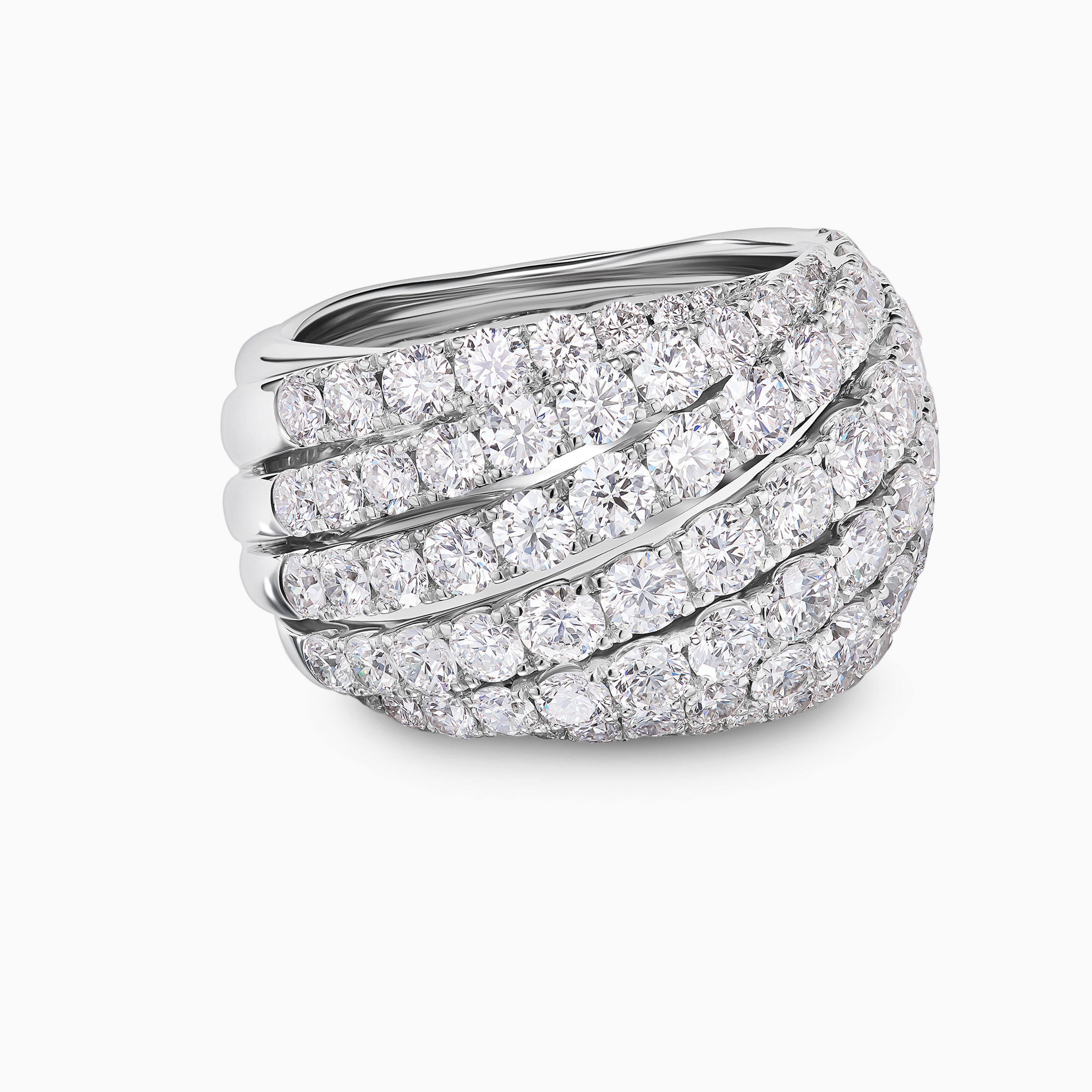 Womens Floating Diamonds Ring in White Gold