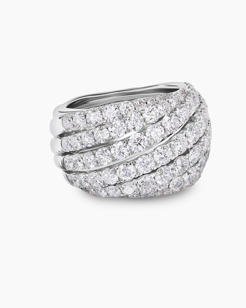 Womens Floating Diamonds Ring in White Gold