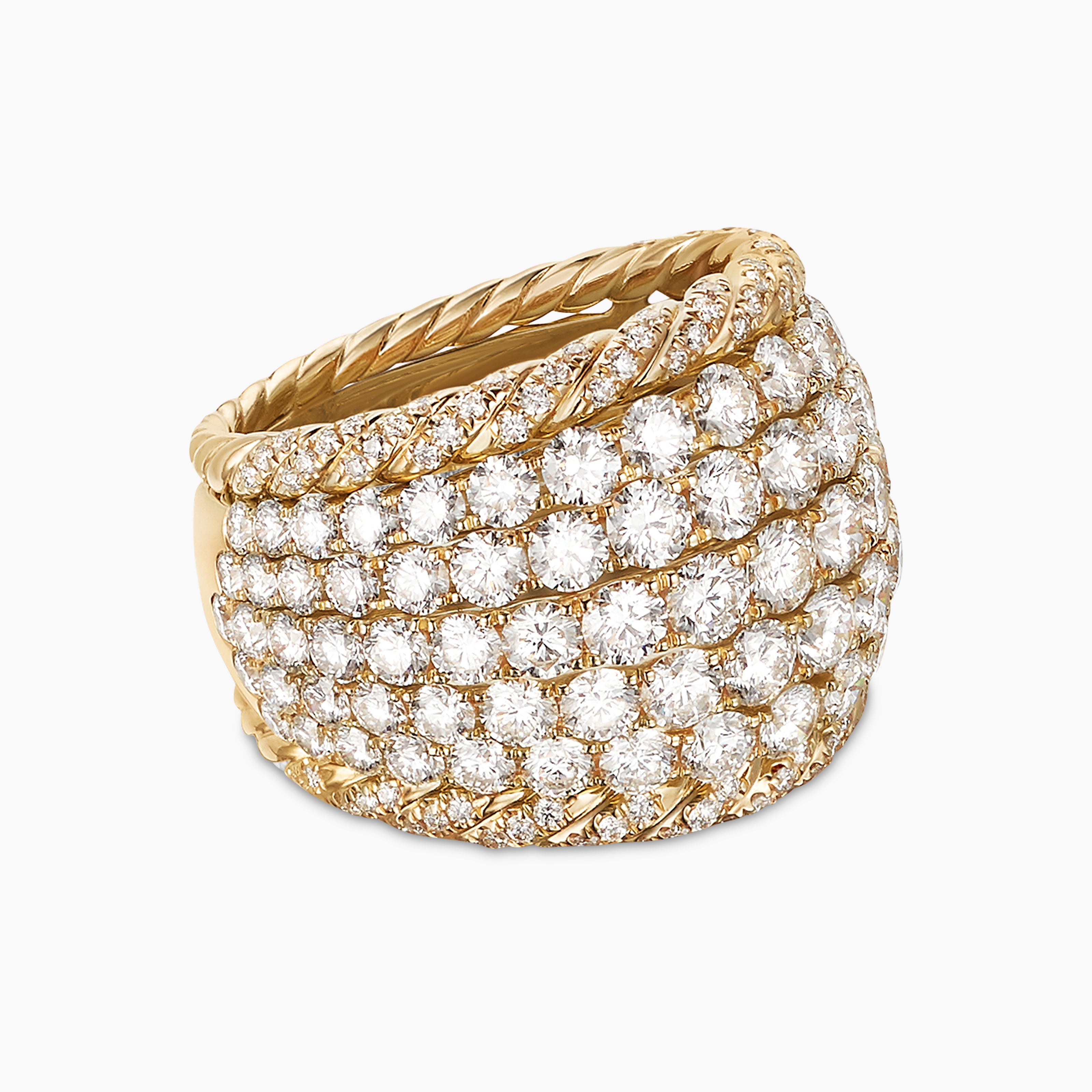 Womens Floating Diamonds Dome Ring in Yellow Gold