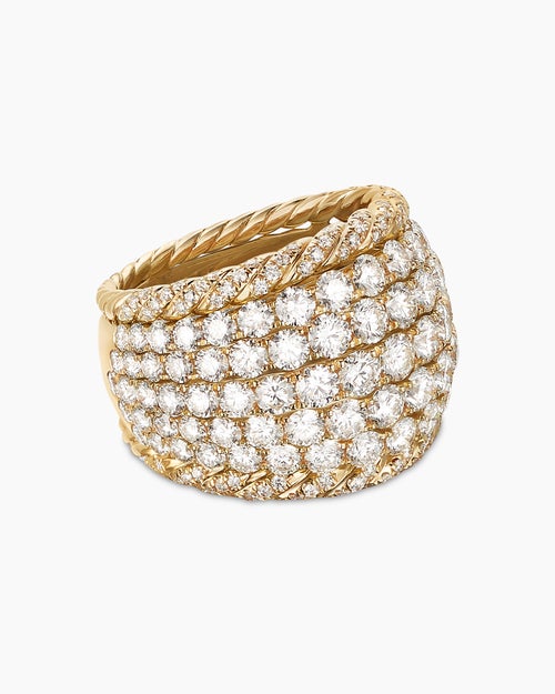 Womens Floating Diamonds Dome Ring in Yellow Gold