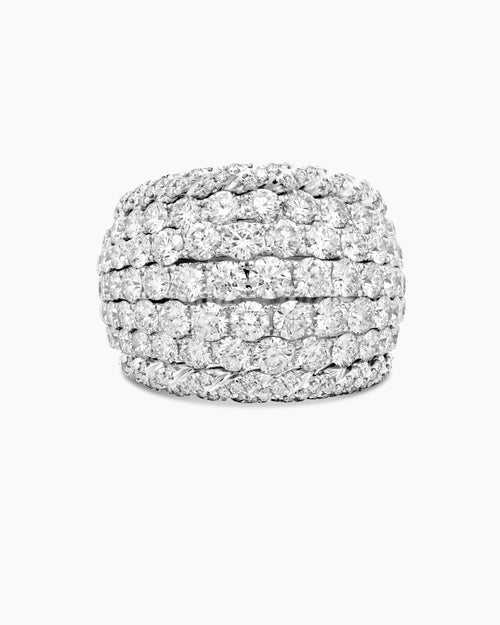 Womens Floating Diamonds Dome Ring in White Gold
