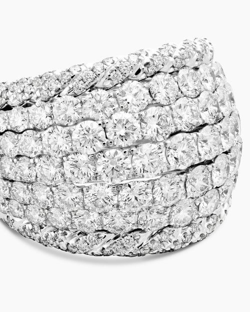 Womens Floating Diamonds Dome Ring in White Gold
