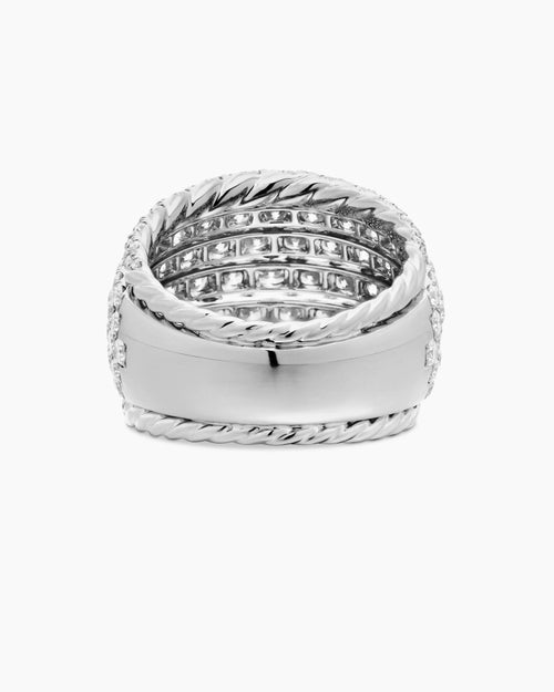 Womens Floating Diamonds Dome Ring in White Gold