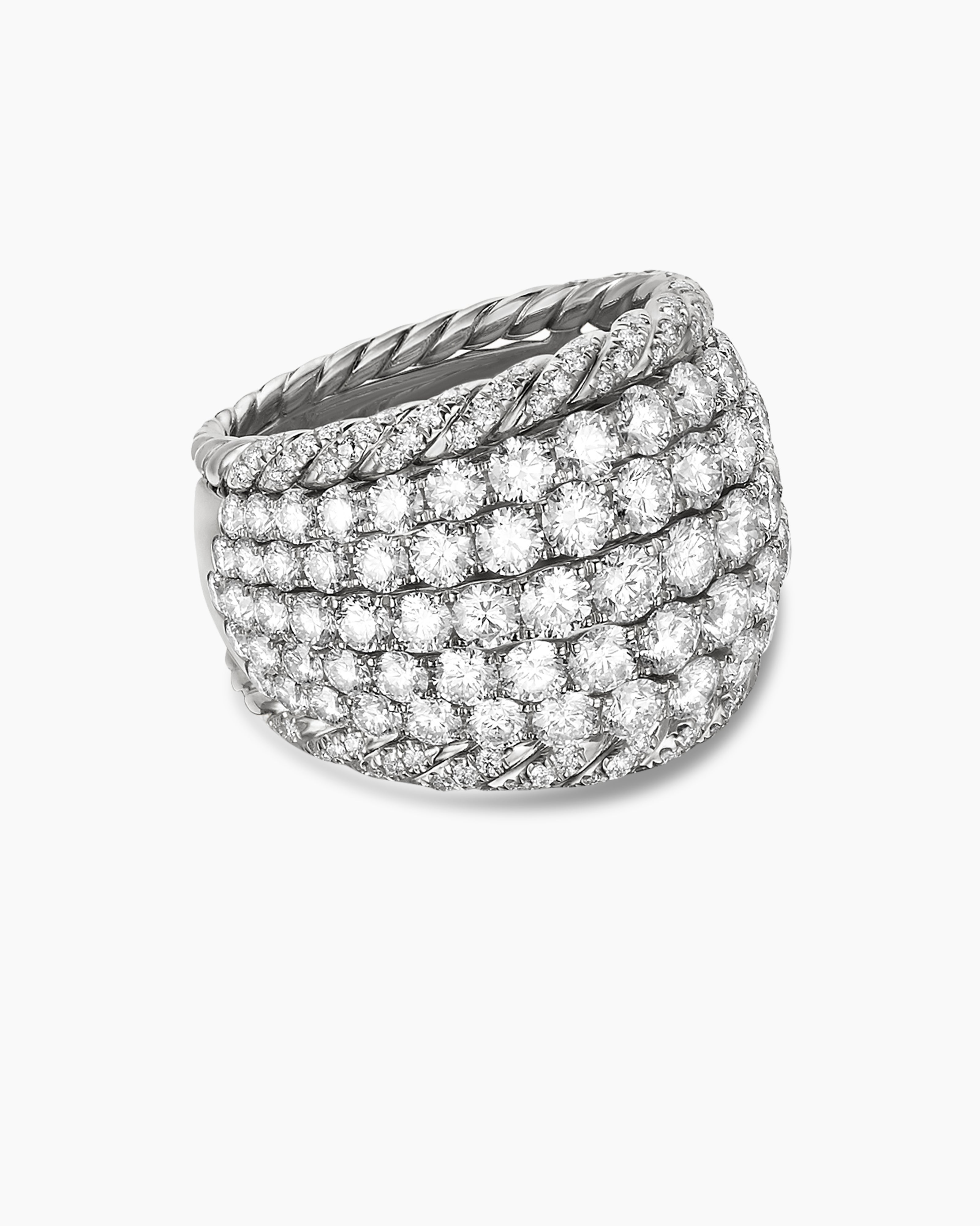 Floating Diamonds Cable Dome Ring in White Gold | David Yurman Canada