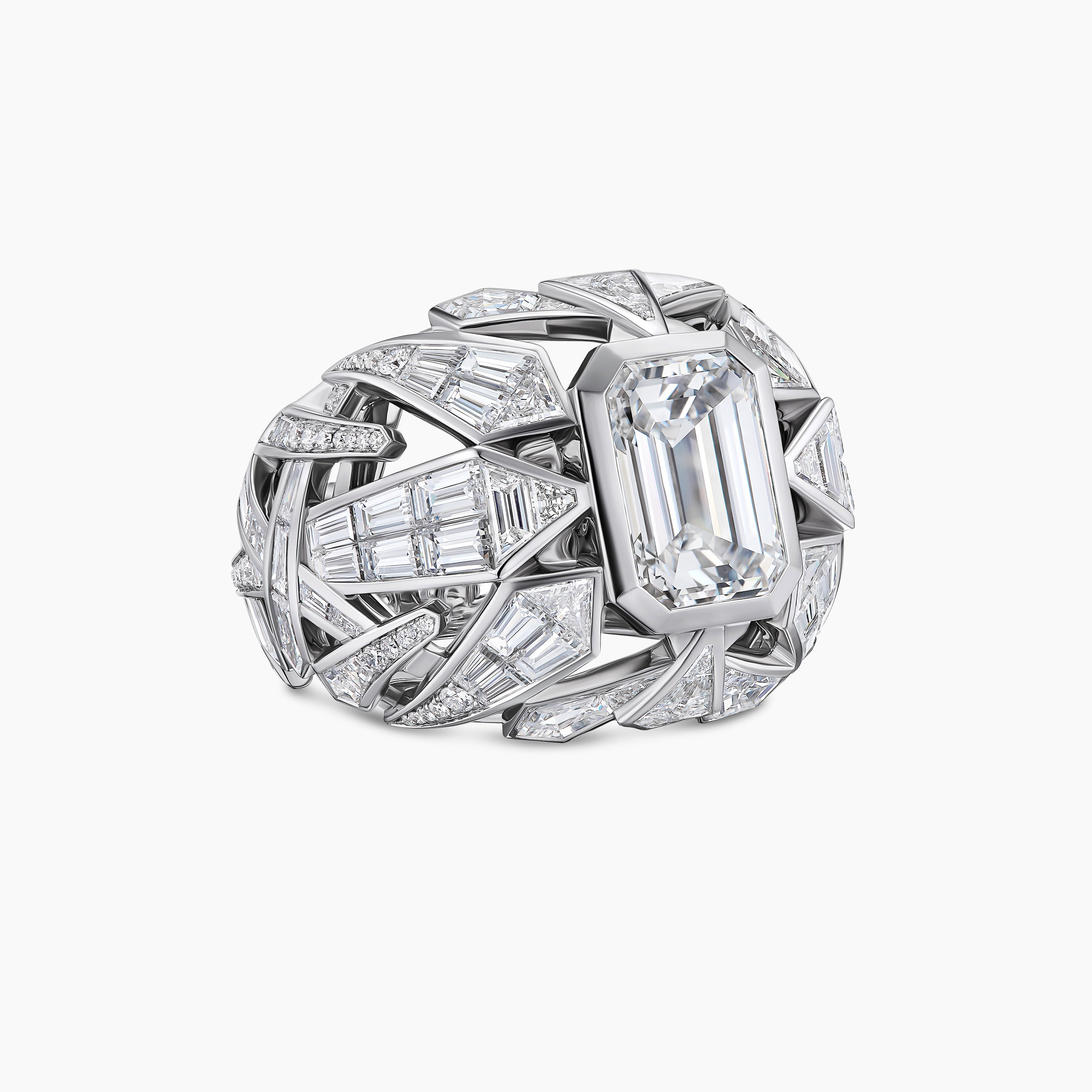 Womens Liberty Dome Ring in White Gold with Diamonds