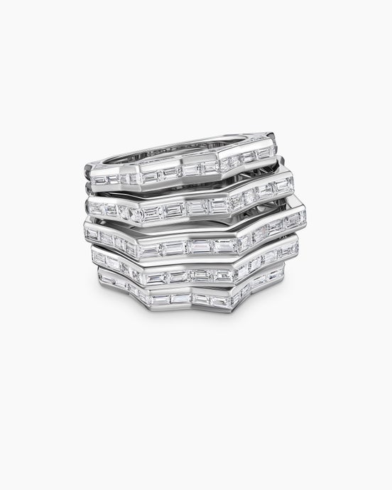 Stax Multi Row Ring in White Gold with Diamonds