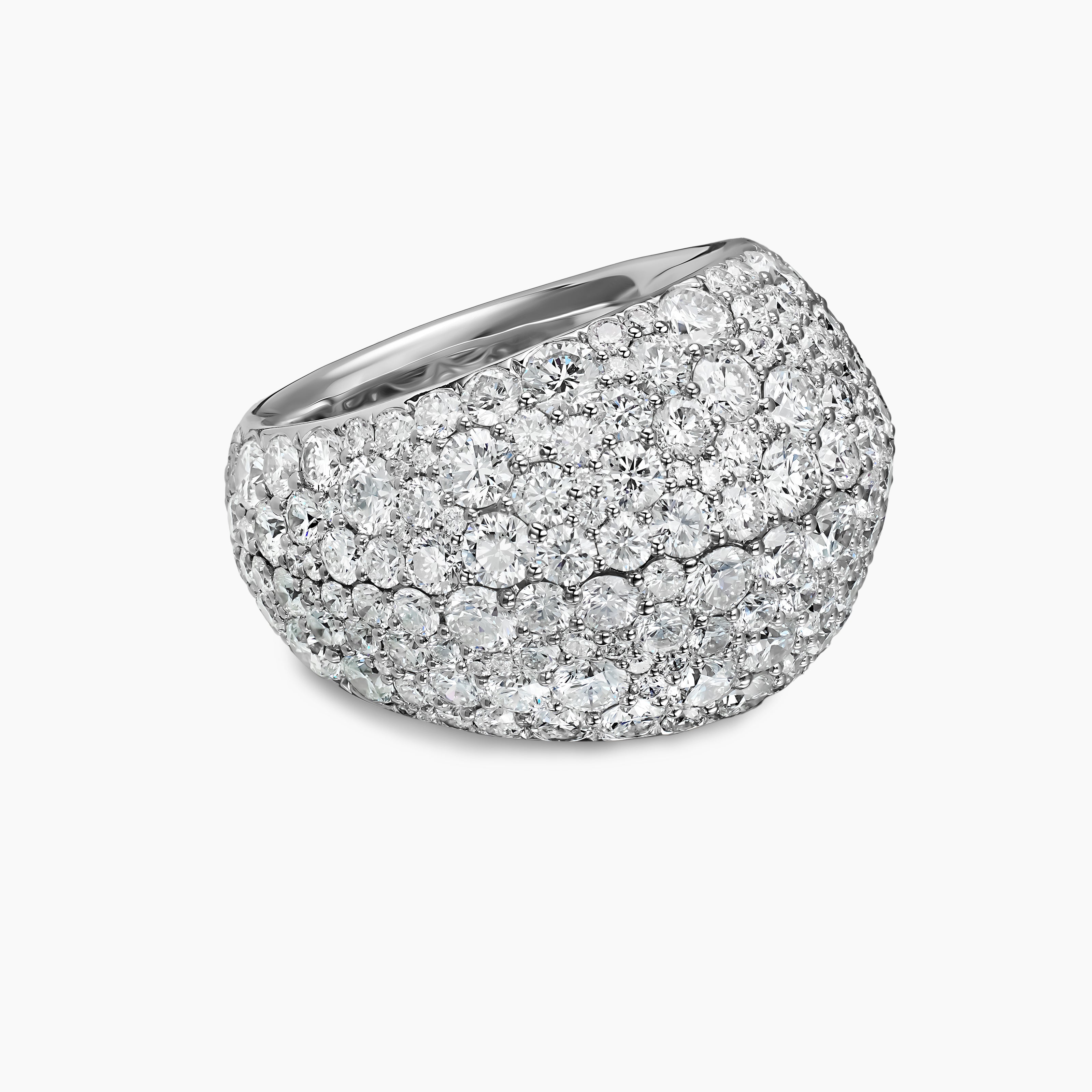 Bague en forme de d&ocirc;me Pav&eacute; Mosaic en or blanc femmes 