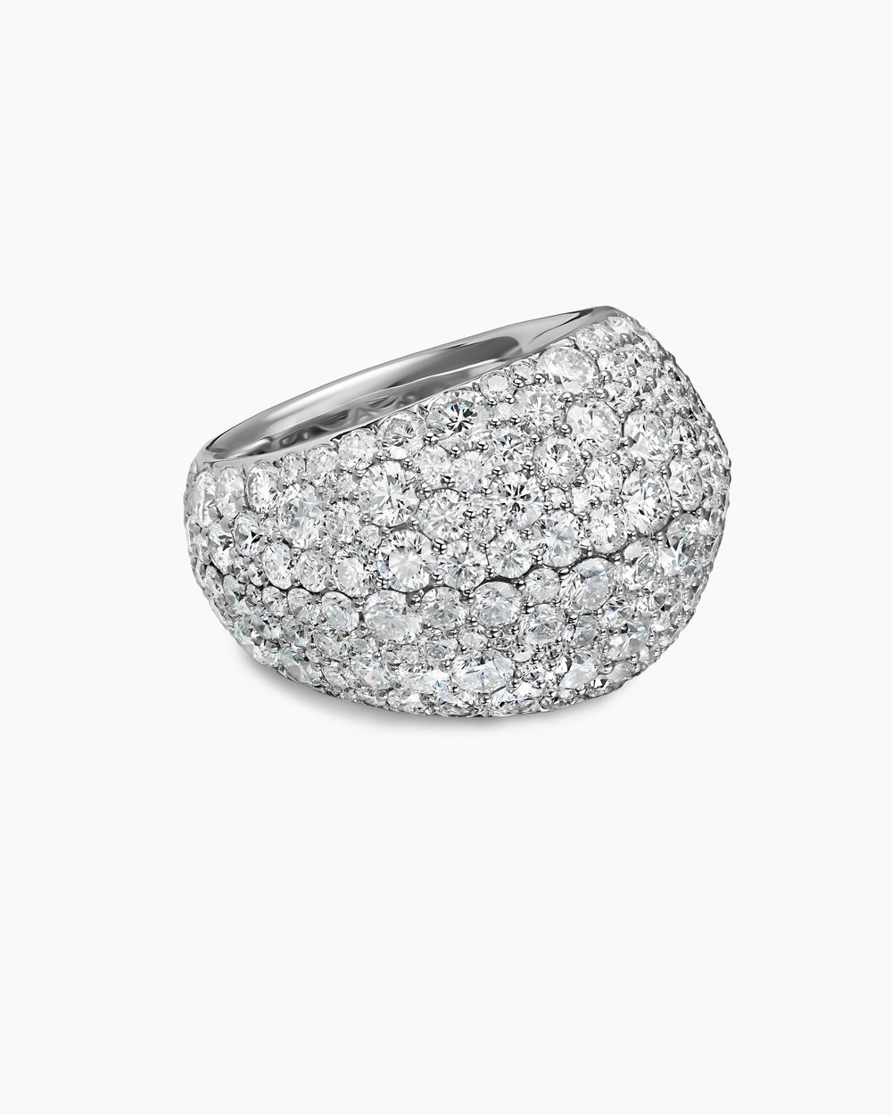 Bague en forme de dôme Pavé Mosaic en or blanc femmes