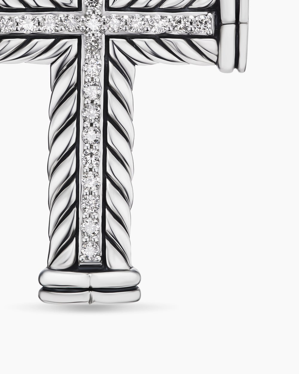 Mens Chevron Cross Pendant in Sterling Silver with Diamonds, 41.5mm