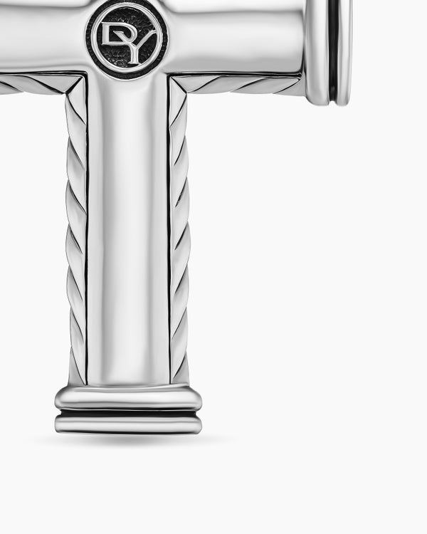 Chevron Cross Pendant in Sterling Silver with Diamonds, 41.5mm