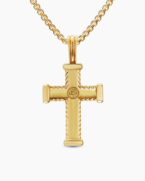 Pendentif Chevron croix en or jaune 18 carats avec diamants, 33 mm homme