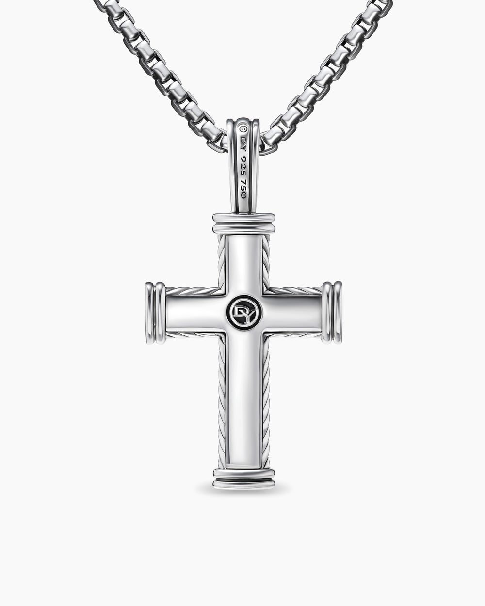 Pendentif avec croix Chevron en argent sterling avec or jaune 18 carats, 33 mm hommes