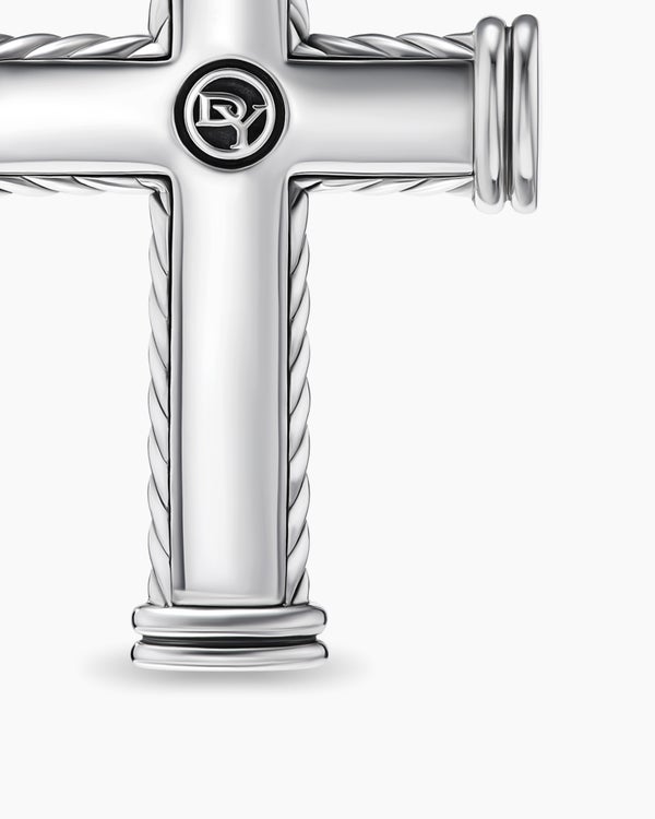 Chevron Cross Pendant in Sterling Silver with 18K Yellow Gold, 33mm