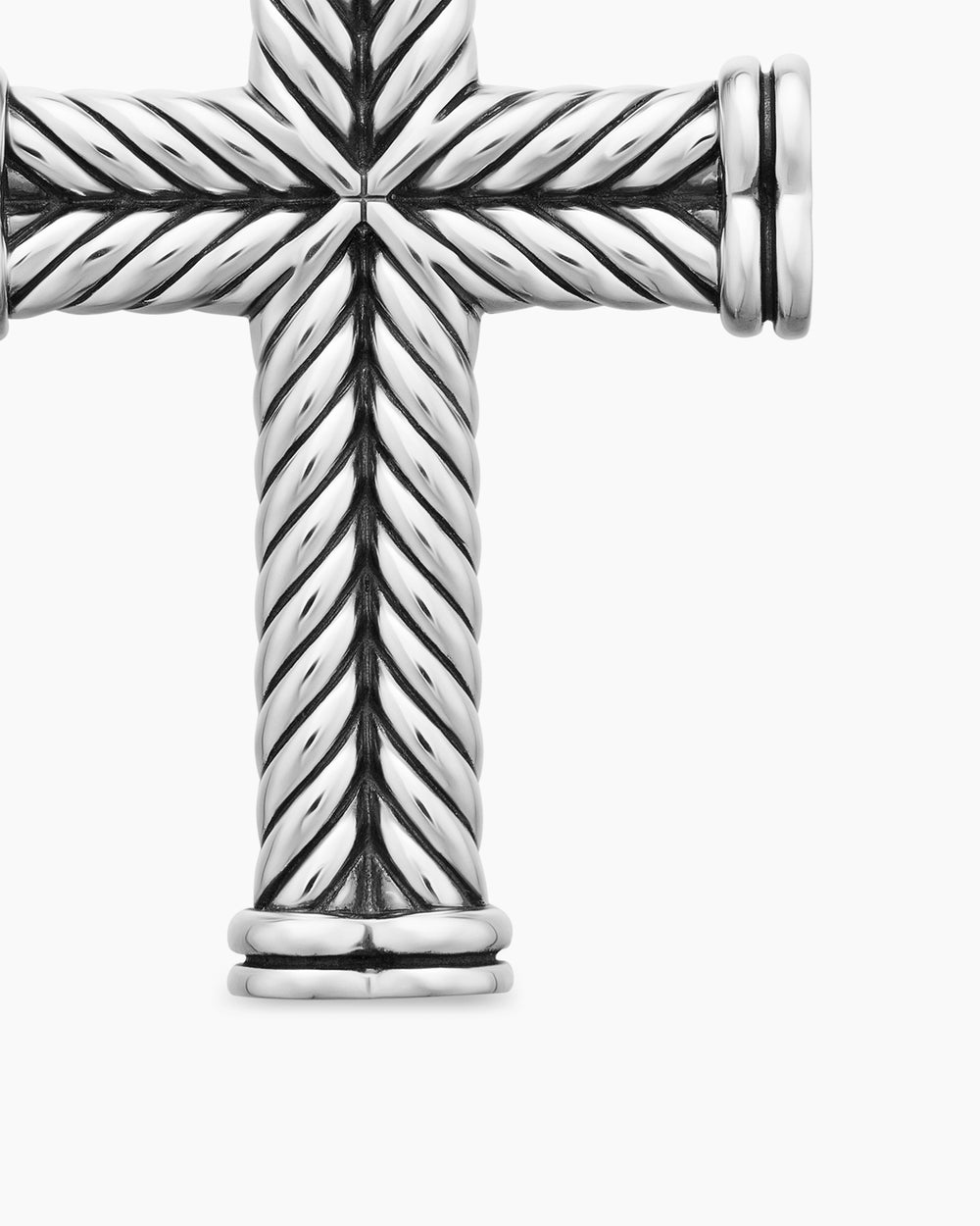 Mens Chevron Cross Pendant in Sterling Silver, 33mm