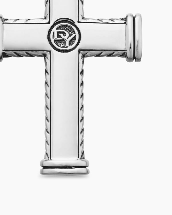 Chevron Cross Pendant in Sterling Silver, 33mm