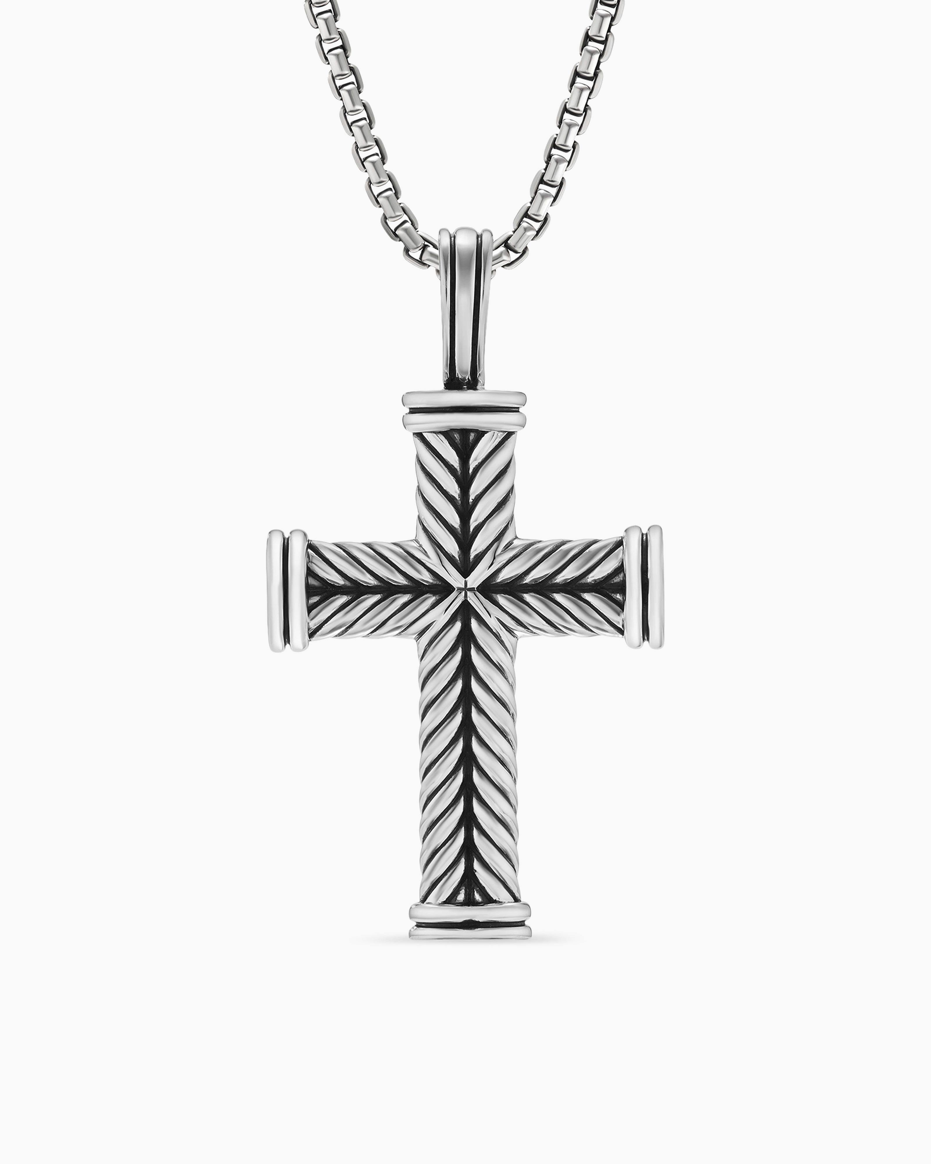 Petite X Cross Necklace in Sterling Silver with 14K Yellow Gold, 24mm | David  Yurman
