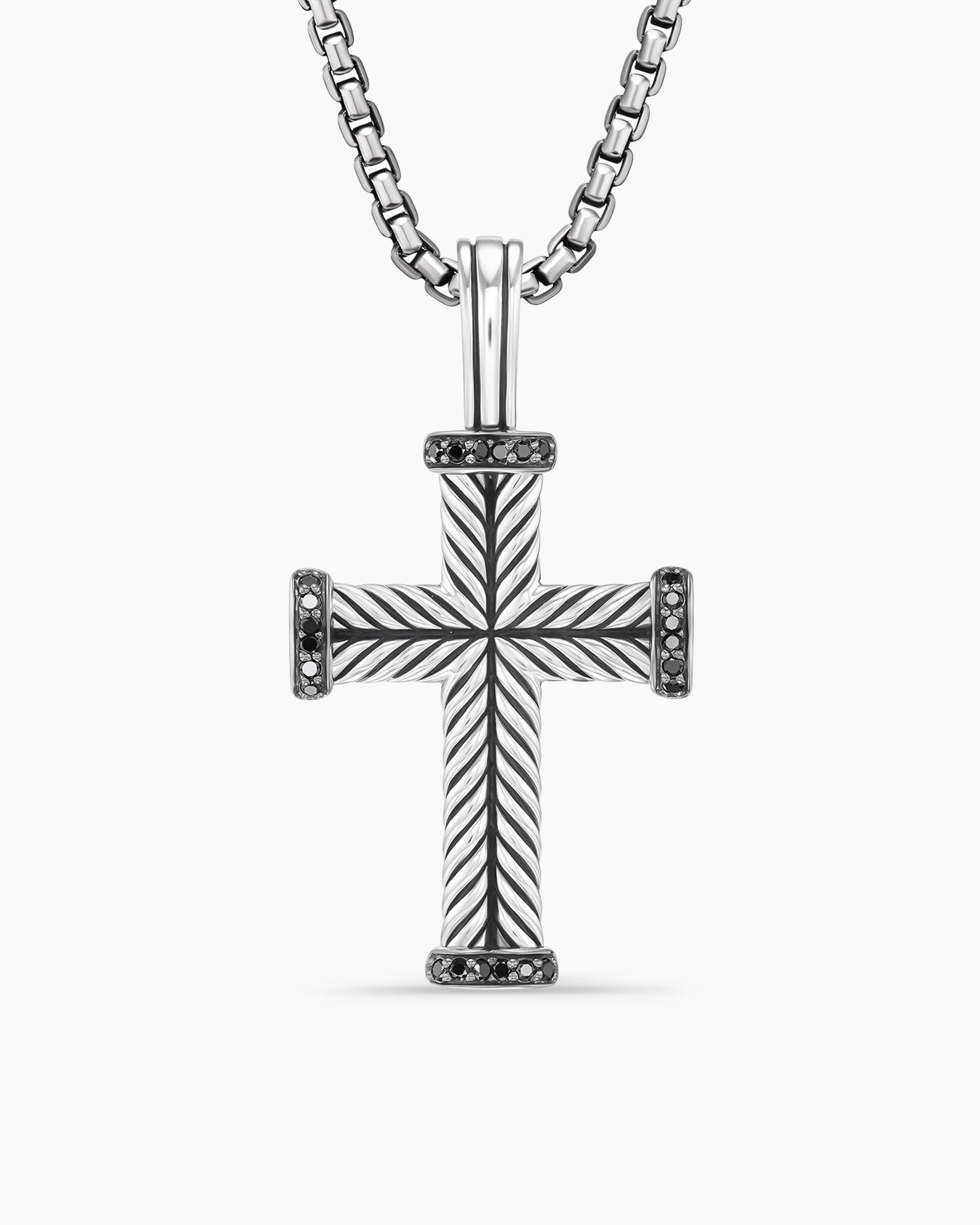 Black Diamond Cross Lariat Necklace - Lev Jewelers