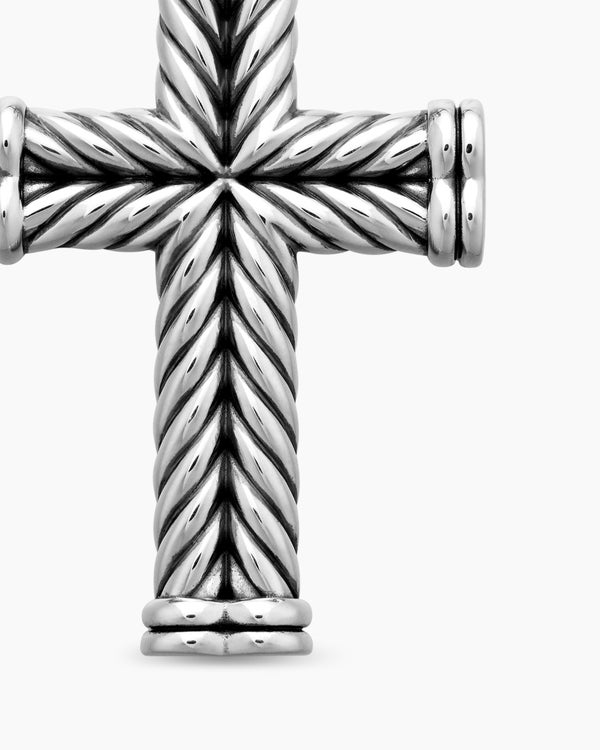 Chevron Cross Pendant in Sterling Silver, 40mm