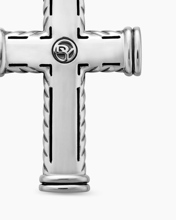 Chevron Cross Pendant in Sterling Silver, 40mm