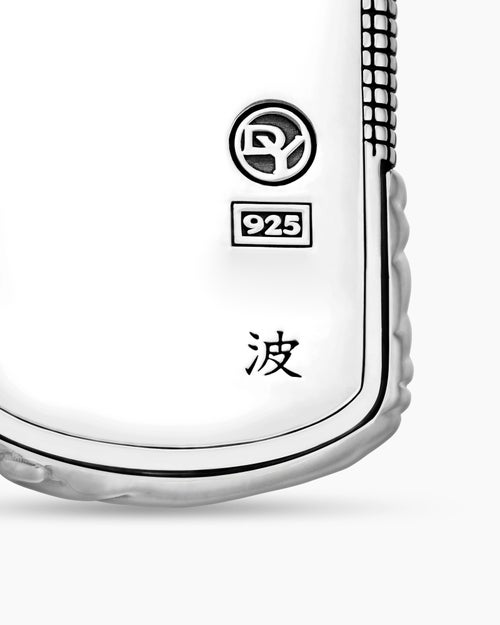 Mens Waves Tag in Sterling Silver, 35mm