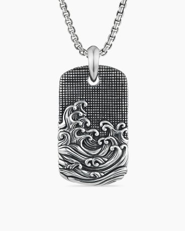 Waves Tag in Sterling Silver, 39mm