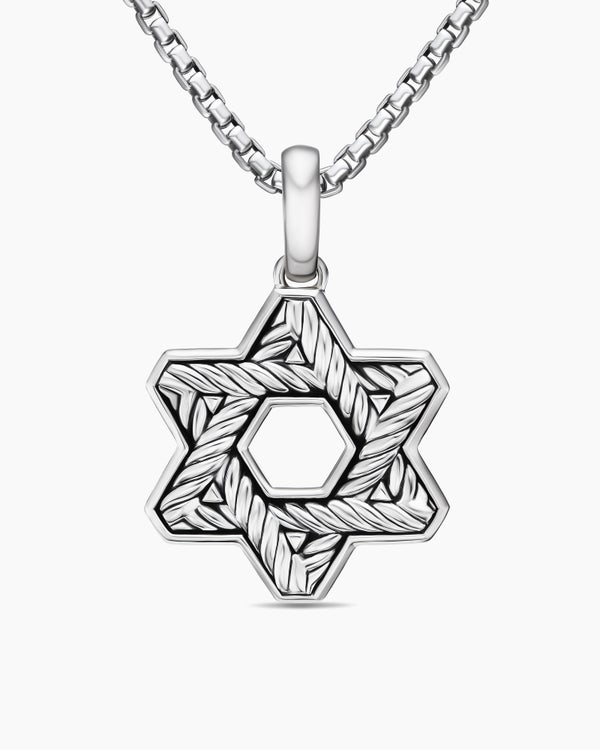 Star of David Pendant in Sterling Silver with Diamonds, 25mm
