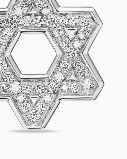 Mens Star of David Pendant in Sterling Silver with Diamonds, 25mm