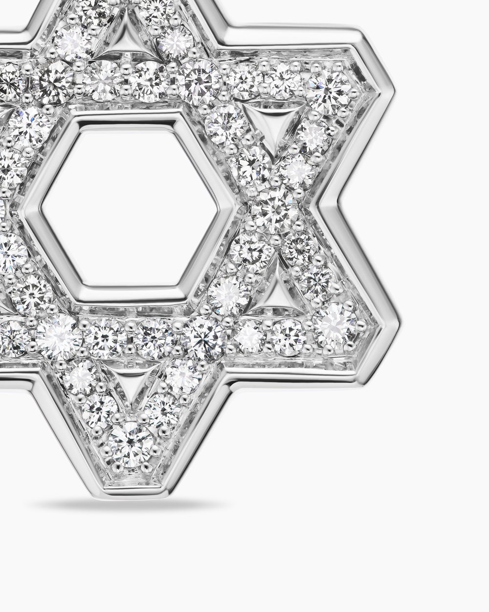 Mens Star of David Pendant in Sterling Silver with Diamonds, 25mm